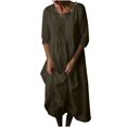 thumbnail image 1 of TIHLMK Summer Dresses for Women Women Summer Fashion Casual Round Neck Half Sleeve Linen Pocket Solid Loose Dress Gift for Women, 1 of 5