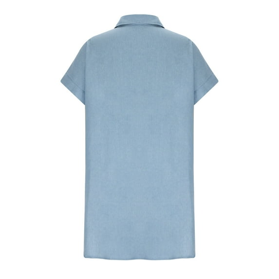 TIHLMK Summer Dresses for Women Women's Dress Fashion Short Sleeve Slim Solid Color Loose Thin Denim Dress Gift for Women