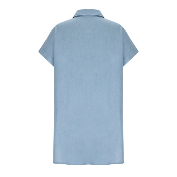 TIHLMK Sundresses for Women Women's Dress Fashion Short Sleeve Slim Solid Color Loose Thin Denim Dress Gift for Women