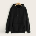 thumbnail image 1 of TIHLMK Sweatshirt Hoodies Sales Clearance Women's Casual Solid Color Hooded Pocket Long Sleeve Pullover Sweatshirt Black, 1 of 8