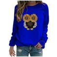 thumbnail image 1 of TIHLMK Sweatshirt Hoodies Women O-neck Lovely Owl Printing Comfortable Long Sleeves Sweatshirt Tops Blue, 1 of 4