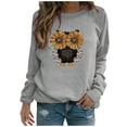 thumbnail image 1 of TIHLMK Sweatshirt Hoodies Women O-neck Lovely Owl Printing Comfortable Long Sleeves Sweatshirt Tops Gray, 1 of 4