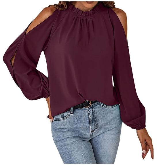 TIHLMK Sweatshirt for Women Fashion Women Casaul Solid Long Sleeve Strapless Rhinestone T Shirt Tops Gifts for Women