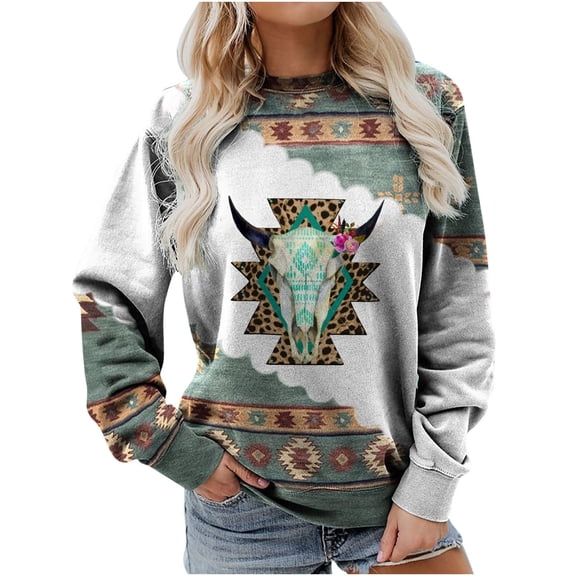 TIHLMK Sweatshirt for Women Fashion Woman Round Neck Long Sleeve T-Shirt Autumn Printing Loose Blouse Tops Gifts for Women