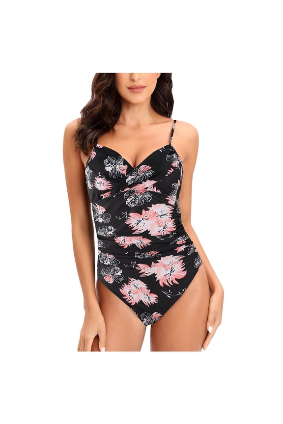 Swimsuit Coverup for Women Women Sexy Solid With Chest Pad Without Underwire Bikini Deep V One-piece Swimsuit Gift for Women