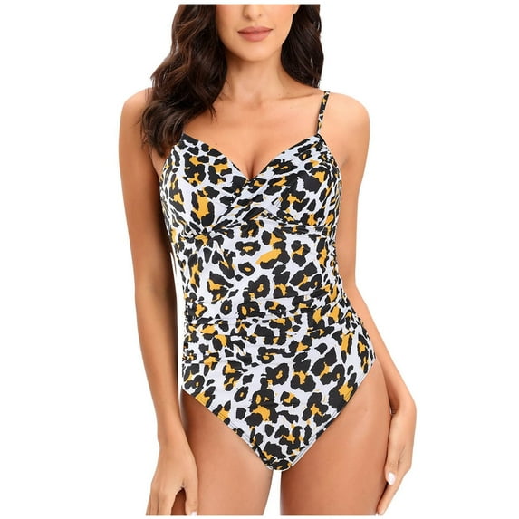 TIHLMK Swimsuits for Women Women Sexy Solid With Chest Pad Without Underwire Bikini Deep V One-piece Swimsuit Gift for Women