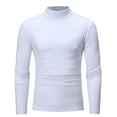thumbnail image 1 of TIHLMK T-Shirts Blouse Men's Mid-collar Long-sleeved Solid Color Stretch Slim Bottoming Shirt Top White, 1 of 6
