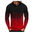 thumbnail image 1 of TIHLMK T-Shirts Blouse Men's Printing Turn-Down Collar Pullover Tops Casual Slim Fit Basic Long Sleeve T-Shirt Red, 1 of 2