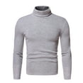 thumbnail image 1 of TIHLMK T-Shirts Blouse Men's Turtleneck Long Sleeve Solid Colour Stretch Slim Fit Bottoming Top Blouse Gray, 1 of 6