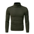 thumbnail image 1 of TIHLMK T-Shirts Blouse Men's Turtleneck Long Sleeve Solid Colour Stretch Slim Fit Bottoming Top Blouse Green, 1 of 6