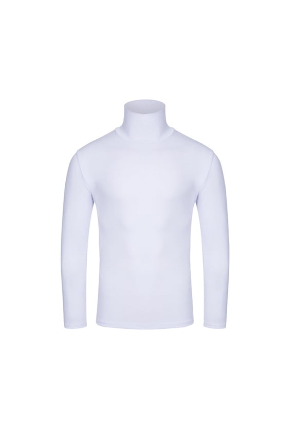 T-Shirts Blouse Men's Turtleneck Long Sleeve Solid Colour Stretch Slim Fit Bottoming Top Blouse White