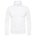 thumbnail image 1 of TIHLMK T-Shirts Blouse Men's Turtleneck Long Sleeve Solid Colour Stretch Slim Fit Bottoming Top Blouse White, 1 of 6