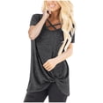 thumbnail image 1 of TIHLMK T Shirts for Women Gray Women's Fashion Solid V Neck Short Sleeve T-shirt Blouse Loose Tops Gift for Womens Tops, 1 of 6