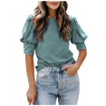 thumbnail image 1 of TIHLMK T Shirts for Women Green Women Fashion Solid Colour Casual Round Neck Short Sleeve Loose T-Shirt Blouse Tops Gift for Womens Tops, 1 of 7