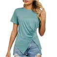 thumbnail image 1 of TIHLMK T Shirts for Women Green Women's Fashion Casual Short Sleeve Solid Color Comfortable Sweatshirt Tops Blouse Gift for Womens Tops, 1 of 8