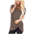 thumbnail image 1 of TIHLMK T Shirts for Women Khaki Women's Fashion Solid V Neck Short Sleeve T-shirt Blouse Loose Tops Gift for Womens Tops, 1 of 6