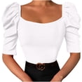 thumbnail image 1 of TIHLMK T Shirts for Women White Women's Fashion Slim Fit Comfortable Short Sleeve Solid Color Round Neck Top Gift for Womens Tops, 1 of 9