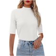 thumbnail image 1 of TIHLMK T Shirts for Women White Fashion Women Summer Solid Round-Neck T-Shirt Short Sleeve Casual Blouse Gift for Womens Tops, 1 of 8