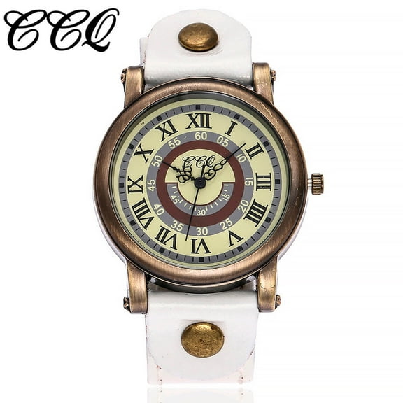 TIHLMK Watch for Women Casual Quartz Leather Band V Strap Watch Analog Wrist Watch
