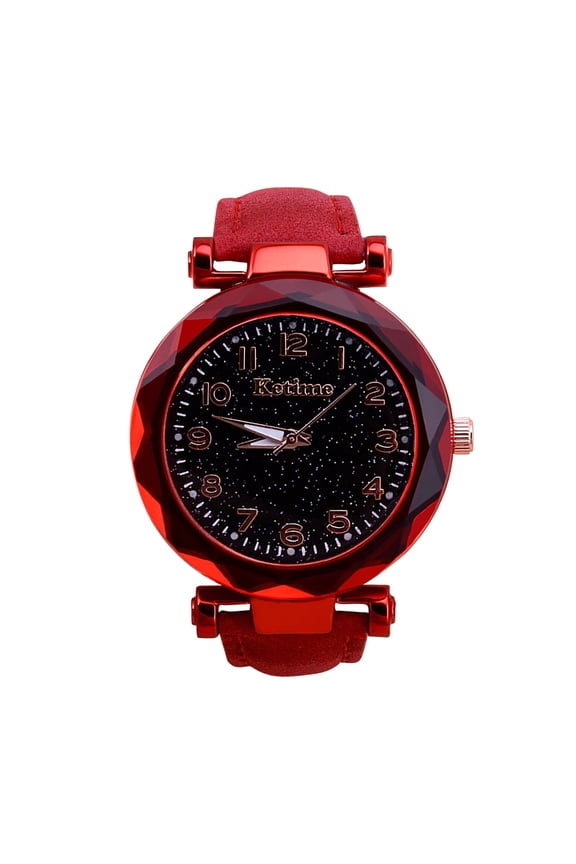 Watches for Women Ladies Casual Fashion Quartz Watch Sky Twinkling Dial Leather Strap Watch