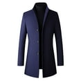 thumbnail image 1 of TIHLMK Windbreaker Jackets for Men Men's Single-breasted Solid Color Fashion Suit Business Casual Suit Wool Coat Dark Blue, 1 of 2