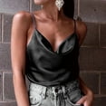 thumbnail image 1 of TIHLMK Women Tank Tops for Women Summer Pure Color Sling Bottoming Silk Chiffon Shirt Blouse, 1 of 8