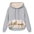 thumbnail image 1 of TIHLMK Women's Hoodies Women's Winter Warm Plush Solid Pocket Long Sleeve Tops Hooded Sweatshirt Gifts for Women, 1 of 4
