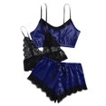 thumbnail image 1 of TIHLMK Women's Pajama Sets Women V-Neck Eyelash Lace Stain Camisole Pajamas Bowknot Shorts Set Gift for Women, 1 of 6