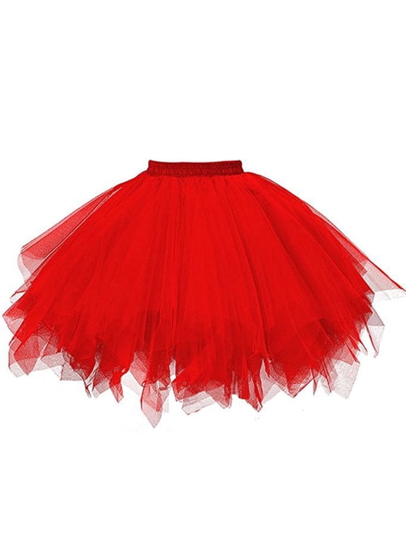 Women's Skirts Womens High Quality Pleated Gauze Short Skirt Adult Tutu Dancing Skirt Red