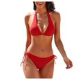 thumbnail image 1 of TIHLMK Womens Bikini Swimsuits Women's Solid Bikini Strap Bikini Deep V Split Swimsuit Gift for Women, 1 of 5