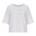 thumbnail image 1 of TIHLMK Womens Blouses Women's Casual Round Neck Half Sleeve Solid Loose Shirt Hallow Out Cotton And Linen Blouse Tops White, 1 of 6