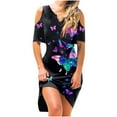 thumbnail image 1 of TIHLMK Womens Dresses Women Casual Butterfly Printing V-Neck Strapless Swing Long Dress, 1 of 6