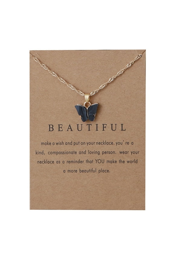 Womens Necklaces Sweet Butterfly Necklace Acrylic Color Clavicle Chain Necklace