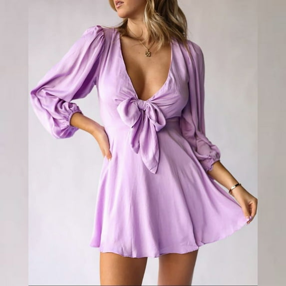 TIHLMK Womens Pajamas Dresses Fashion Women Soild Bow Tank Dress Short Basic Midi Club Dress Knee-Length