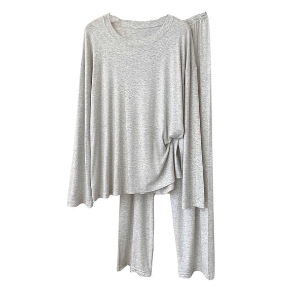 Lopecy-Sta Womens Pajamas Set Soft Pjs Modal Long Sleeve Home Clothes for Women Loungewear Wide Leg Pants Set