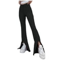 thumbnail image 1 of TIHLMK Womens Pants Womens Fashion Summer Solid Casual Button Zipper Elastic Waist Long Flared Pants Gifts for Women, 1 of 8