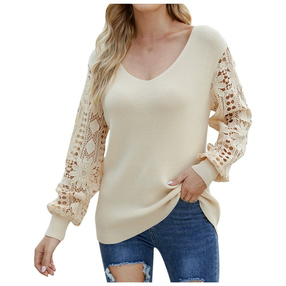 TIHLMK Womens Pullover Sweatshirts Sales Clearance Women Fashion Comfortable Solid Color Long Sleeves V-Neck Top Blouse Gifts for Women