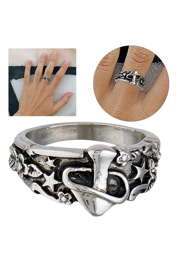 Womens Ring Creative Retro Ring M-ushroom Star Flower Leaves Mysterious Fashion