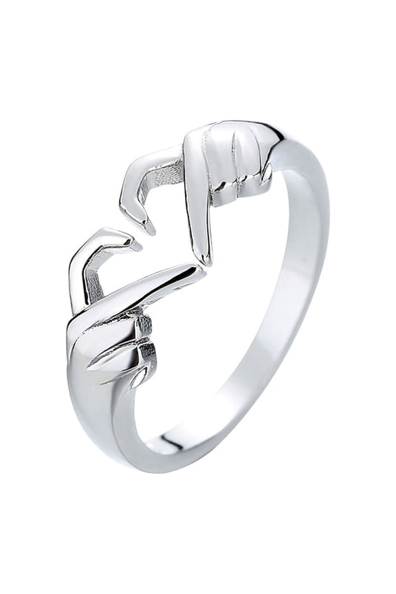 Womens Ring European and American Romantic Hands Than Heart Ring Geometric Palm Love Gesture Couple Fashion Ring