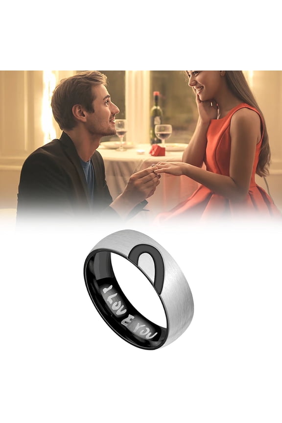 Womens Ring Titanium Steel Half Peach Heart-Shaped Couple Ring Jewelry Valentine's Day Gift