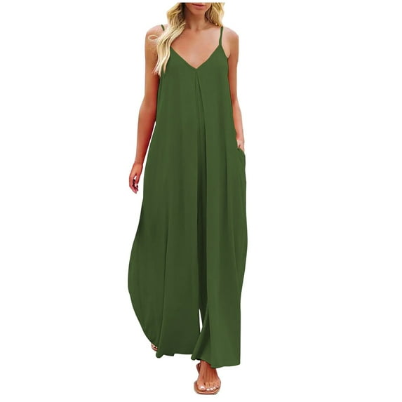 TIHLMK Womens Rompers Womens Fashion Summer Solid Casual Camis Sleeveless Suspender Jumpsuit Gifts for Women