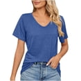 thumbnail image 1 of TIHLMK Womens Shirts Blue Women's Fashion Casual Solid Color Buttons Comfortable Short Sleeve Sweatshirt Tops Blouse Gift for Womens Tops, 1 of 9