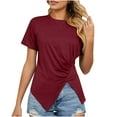 thumbnail image 1 of TIHLMK Womens Shirts Wine Women's Fashion Casual Short Sleeve Solid Color Comfortable Sweatshirt Tops Blouse Gift for Womens Tops, 1 of 8