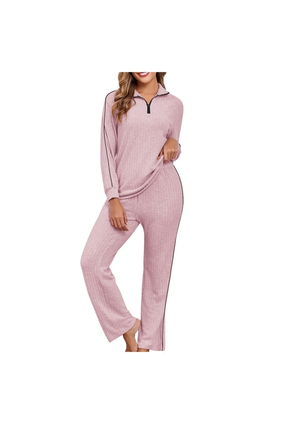 Womens Sleepwear Sets 2 Piece Outfits Matching Lounge Set Cozy Knit Pajamas Oversized Loungewear Fall Winter Clothes