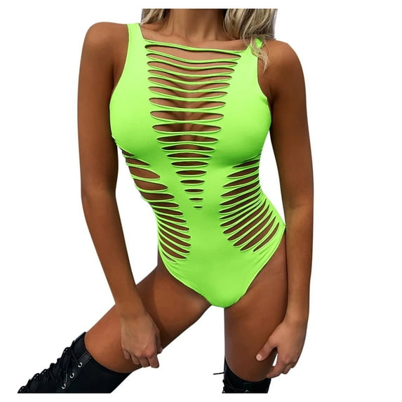 TIHLMK Womens Swimsuits Women's Summer Cut Out Sleeveless Tight-Fitting Party Bodysuits Clubwear Gift for Women