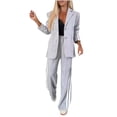 thumbnail image 1 of Lopecy-Sta Womens Two Piece Outfits Striped Side Button Blazer and Pants with Pockets Sets Business Casual Pant Suits Set, 1 of 9