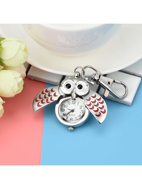 Womens Watch Fashion Gorgeous Owl Watch Clip Pocket Keychain