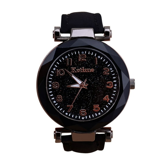 TIHLMK Womens Watch Ladies Casual Fashion Quartz Watch Sky Twinkling Dial Leather Strap Watch