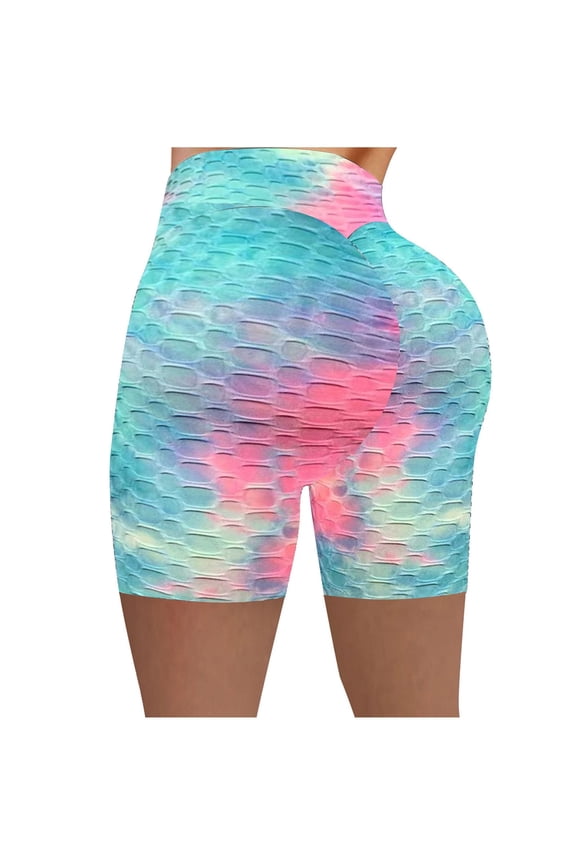 Womens Yoga Pants Short Fashion Women Five Cents Tie Tight High Waist Elasticity Sports Bubble Yoga Pants 2PC Gift for Women