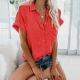 thumbnail image 1 of TIHLMKWomens Basic T Shirts Woman Causal Button Solid Blouse Short Sleeve T-Shirt Summer Tops, 1 of 6